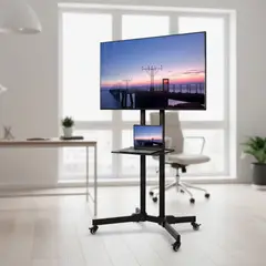 GENERICO - Soporte Tv Base Pedestal Rueda Televisores Movil 32 A 65p D Color Negro