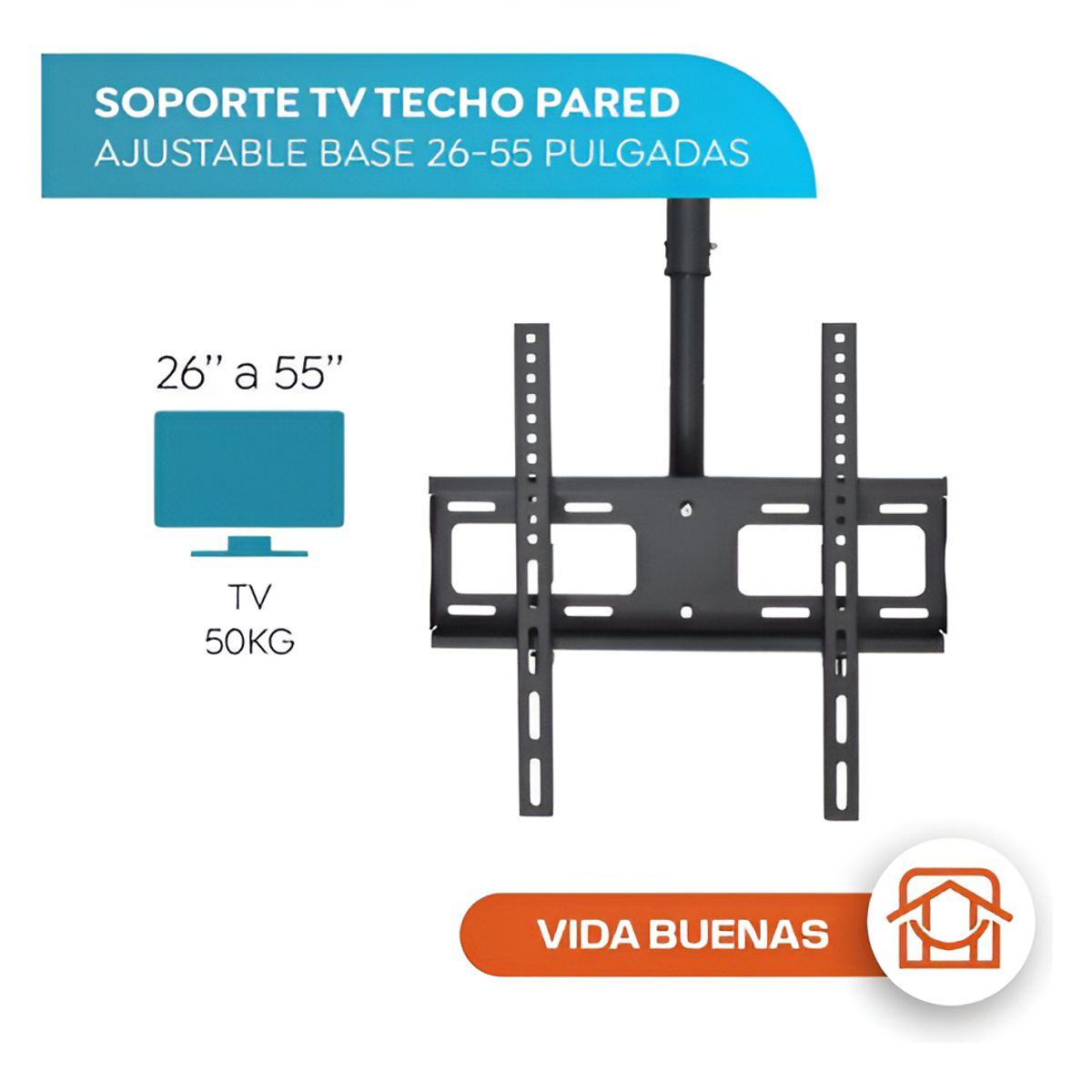 GENERICO - Soporte Televisor Tv Para Techo 26-55 Pulgadas 5099 Color Negro
