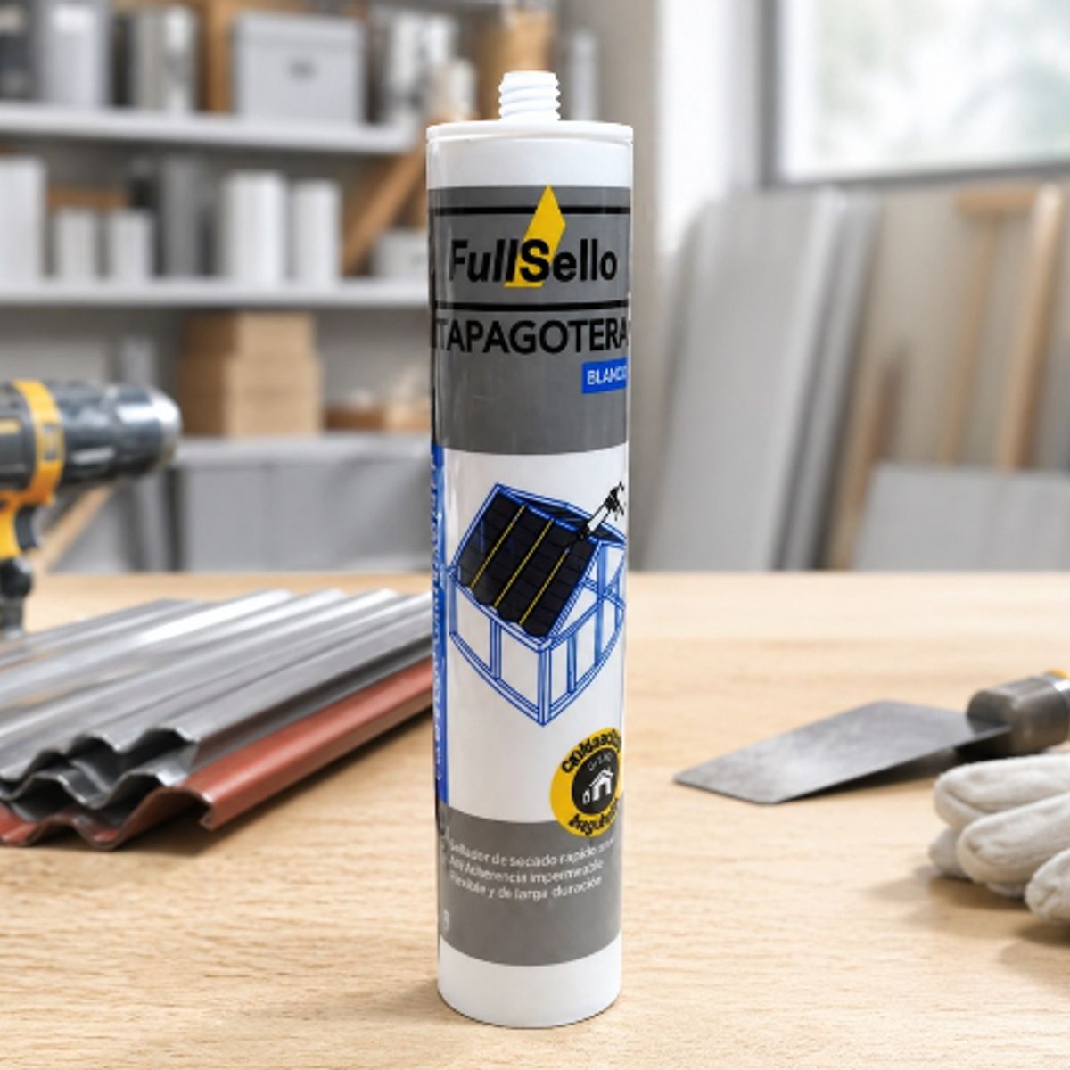 FULLSELLO - Silicona tapagoteras 290 ML. Blanco fullsello
