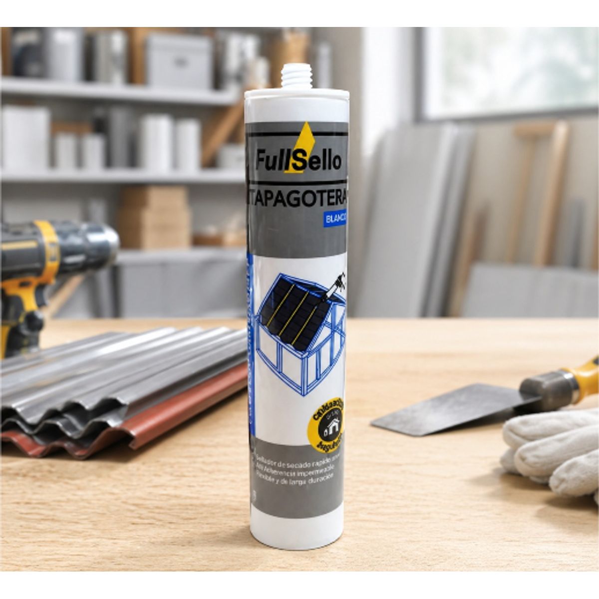 FULLSELLO - Silicona tapagoteras 290 ML. Blanco fullsello