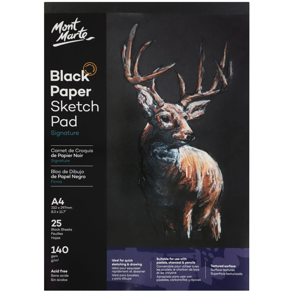 MONT MARTE - Mont Marte Block Papel Negro A4 25 Hojas 140gsm