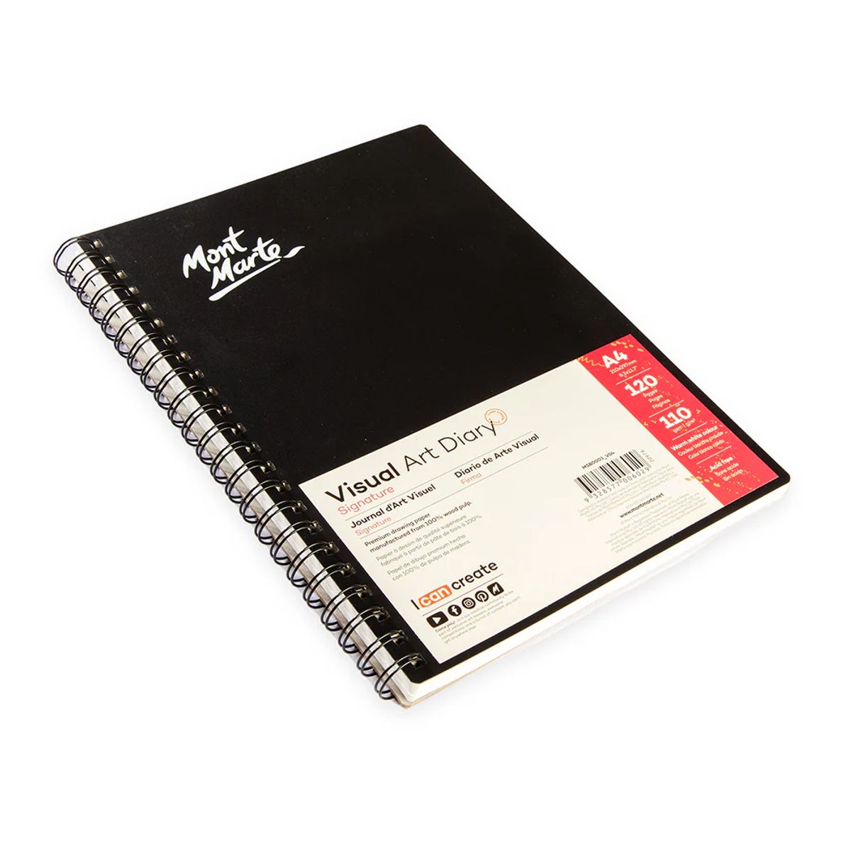 MONT MARTE - Mont Marte Cuaderno de Dibujo A4 60 Hojas 110gsm Tapa Negra
