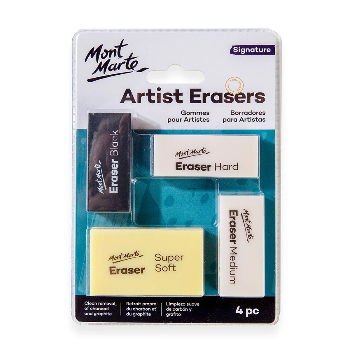 MONT MARTE - Mont Marte Set 4 Gomas de Borrar Artísticas Profesionales