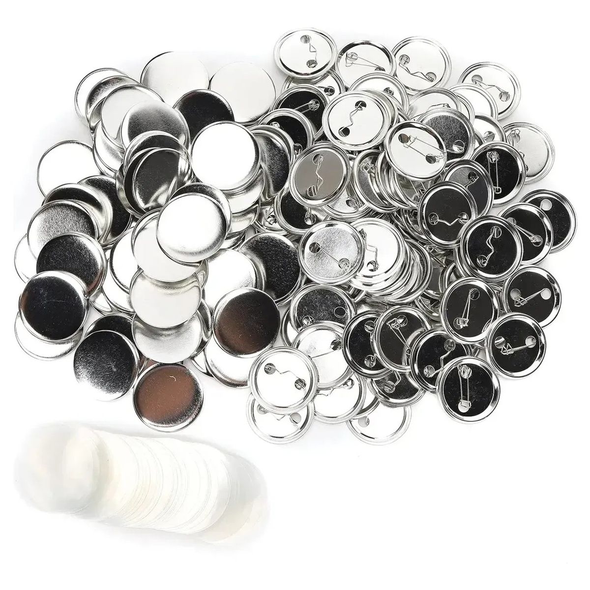 KUANGYE - Pack 100 Chapita Prendedor 44mm Metalica  (insumo Completo)