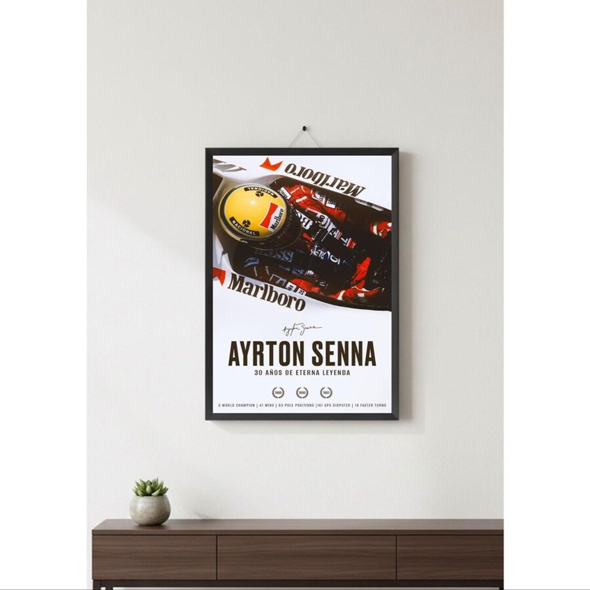 GENERICO - Cuadro Fórmula 1 Ayrton Senna Set Piloto F1 Leyenda