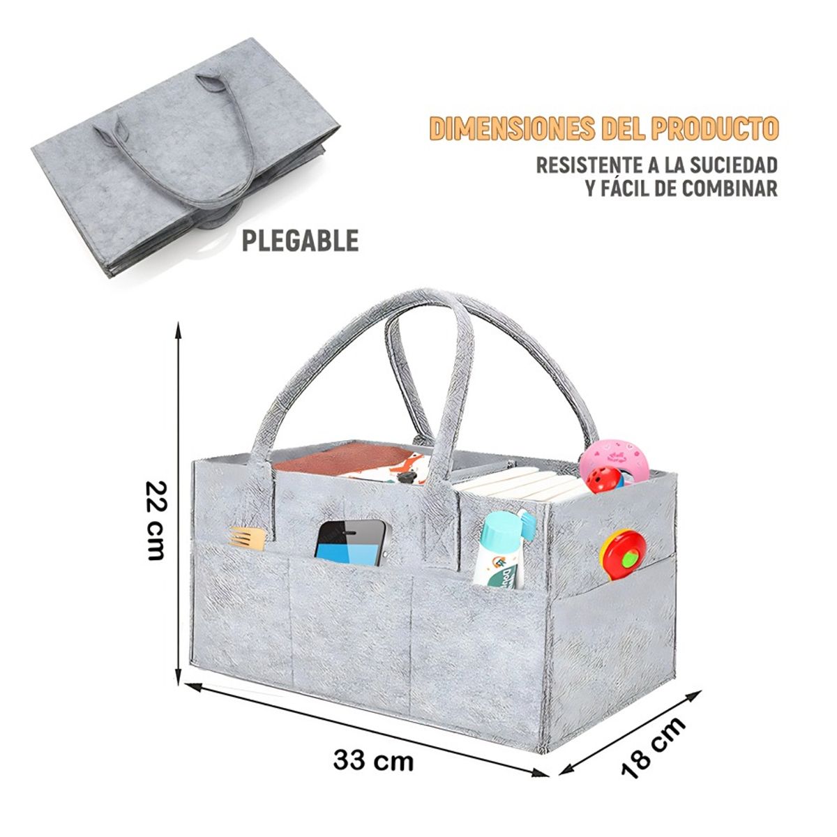 GENERICO - Organizador Canasto De Pañales Para Bebé Multiusos Portátil