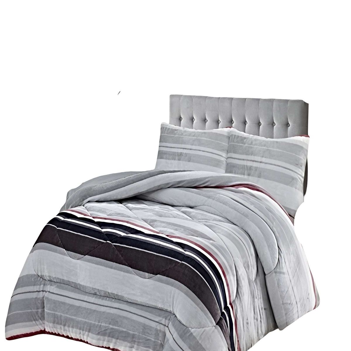 GENERICO - COBERTOR DE INVIERNO PLUSH 1.5 PLAZA 180X200CM GRIS CLARO 2