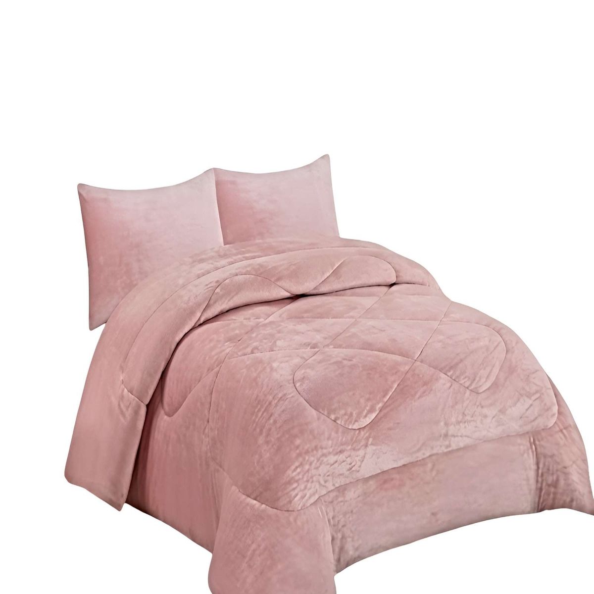 GENERICO - COBERTOR DE INVIERNO PLUSH 1.5 PLAZA 180X200CM ROSA 3