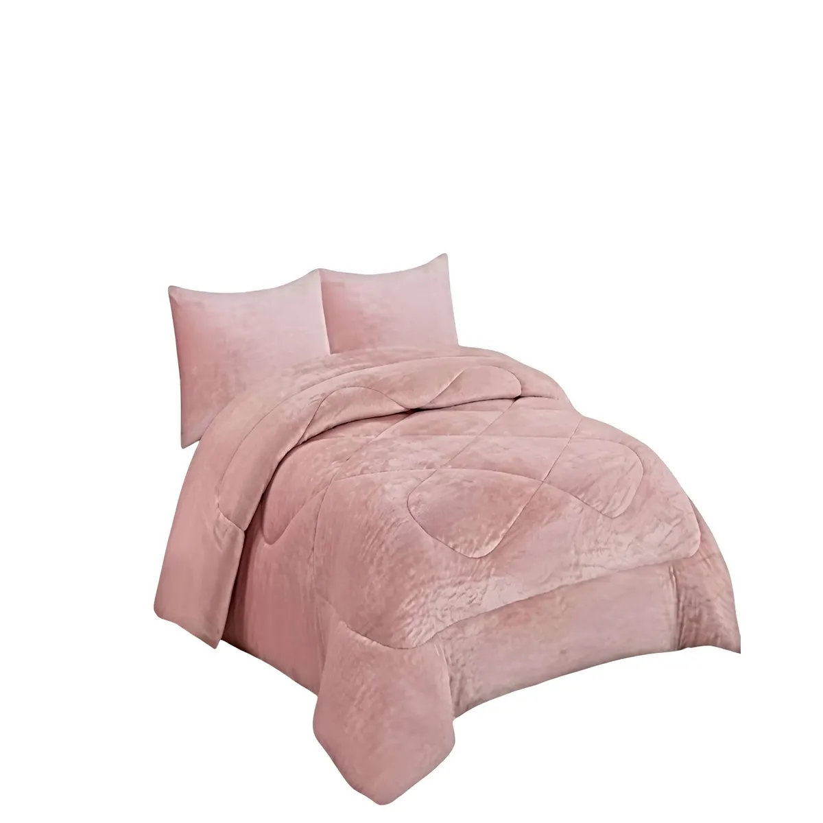 GENERICO - COBERTOR DE INVIERNO PLUSH 1.5 PLAZA 180X200CM ROSA 3