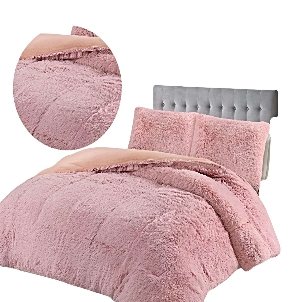 GENERICO - COBERTOR DE INVIERNO PELUDO 2 PLAZAS 230X250CM ROSA 2