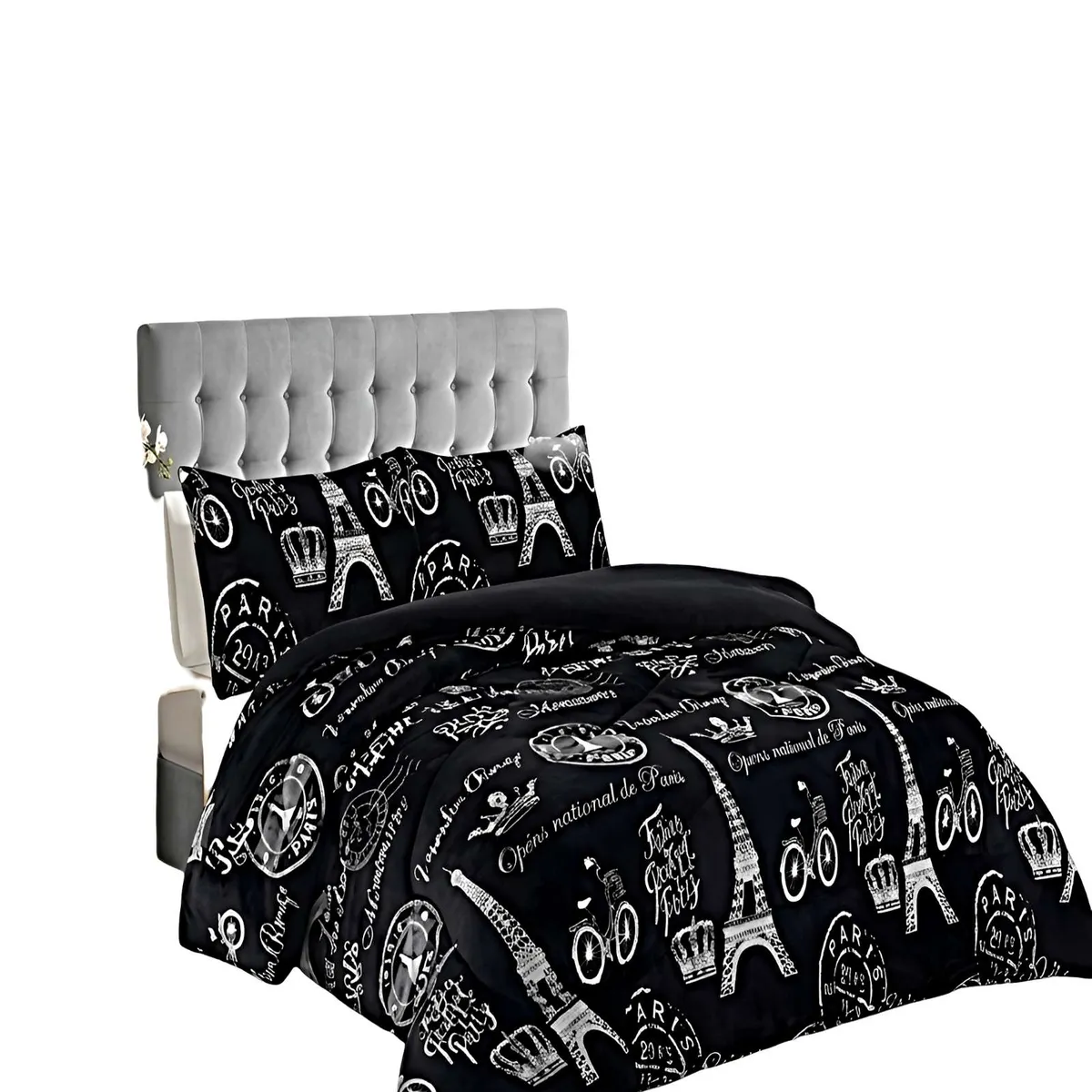 GENERICO - COBERTOR DE INVIERNO PLUSH 2 PLAZAS 230X250CM NEGRO 2