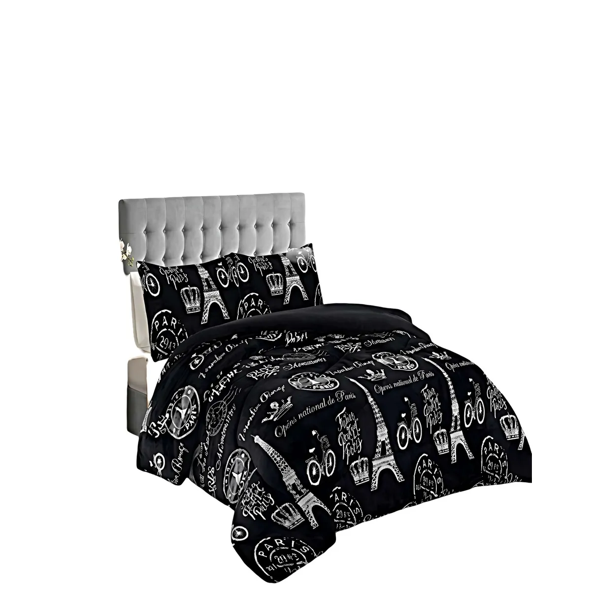 GENERICO - COBERTOR DE INVIERNO PLUSH 2 PLAZAS 230X250CM NEGRO 2