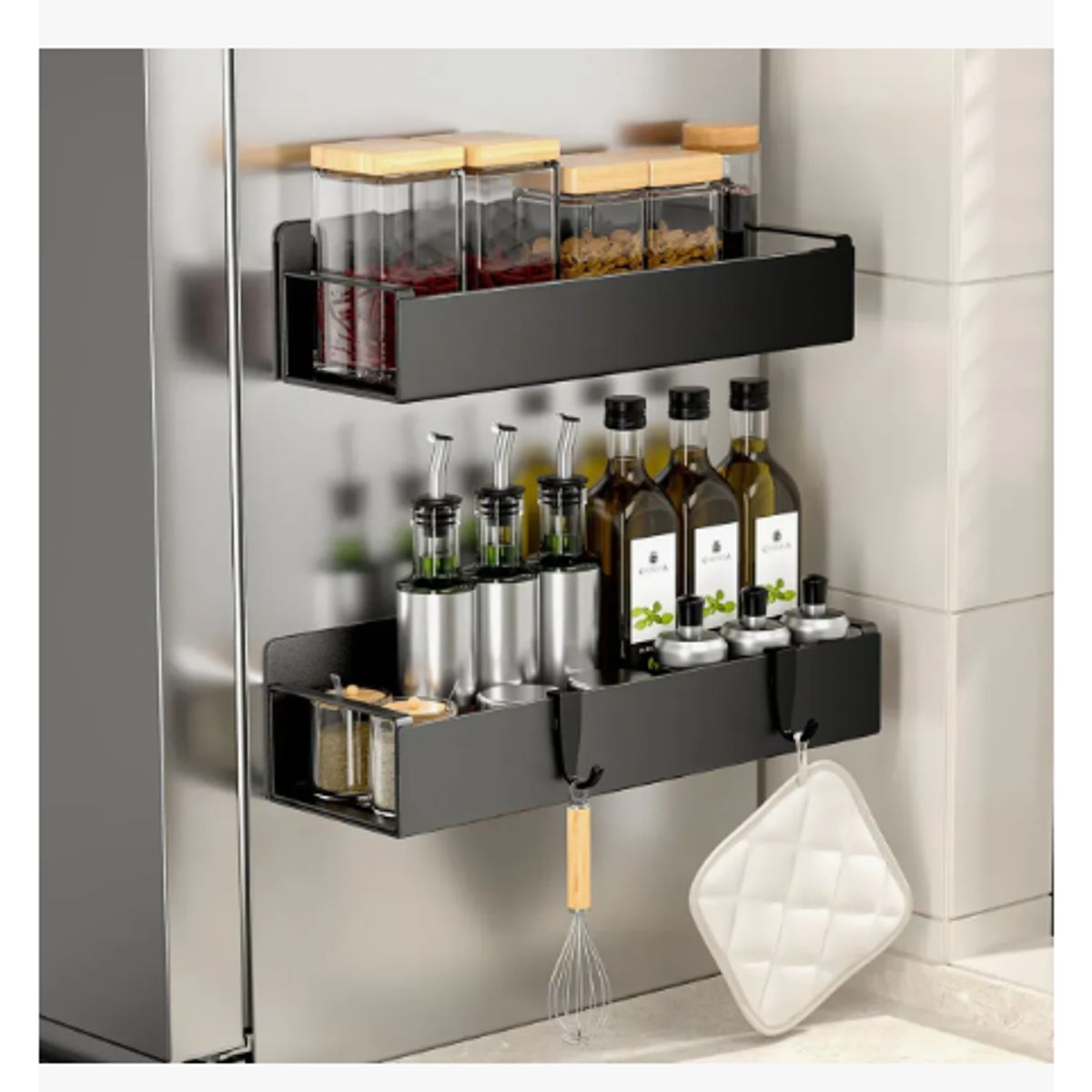 GENERICO - 2 Estante Magnético Con Gancho Especias Refrigerador Cocina