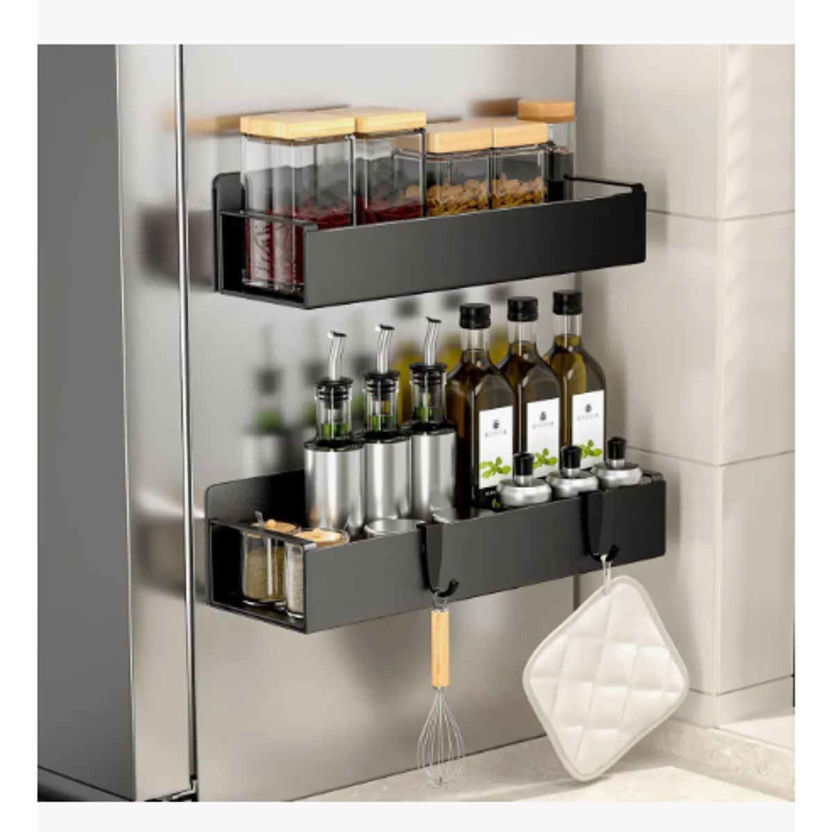 GENERICO - 2 Estante Magnético Con Gancho Especias Refrigerador Cocina