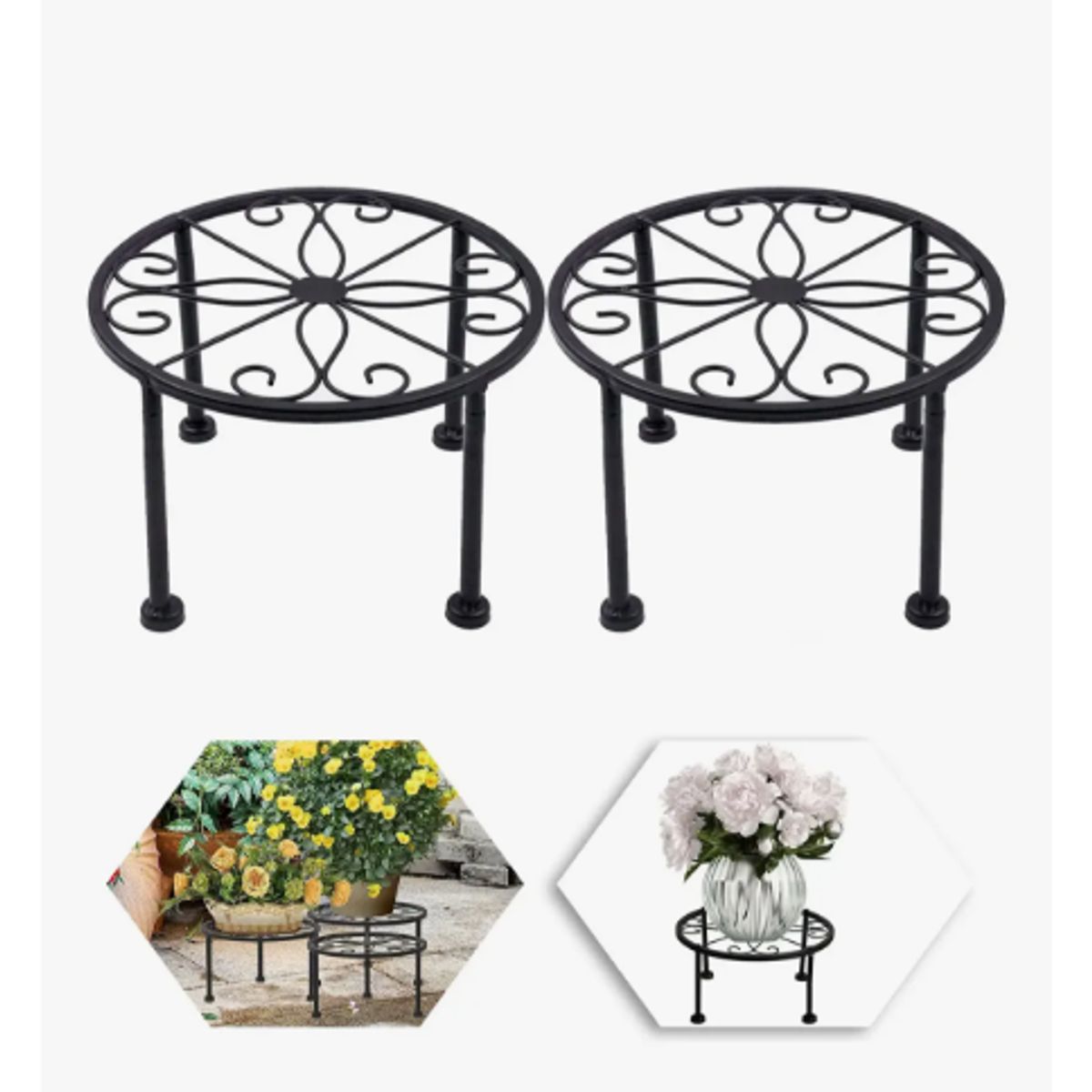 GENERICO - 2 Soporte Macetero Planta Retirable Interior Y Exterio 22cm