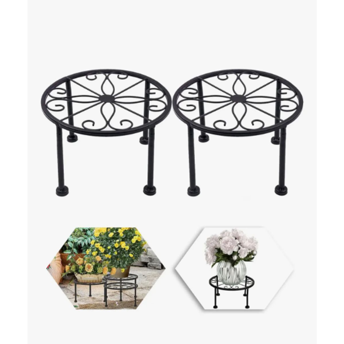 GENERICO - 2 Soporte Macetero Planta Retirable Interior Y Exterio 22cm