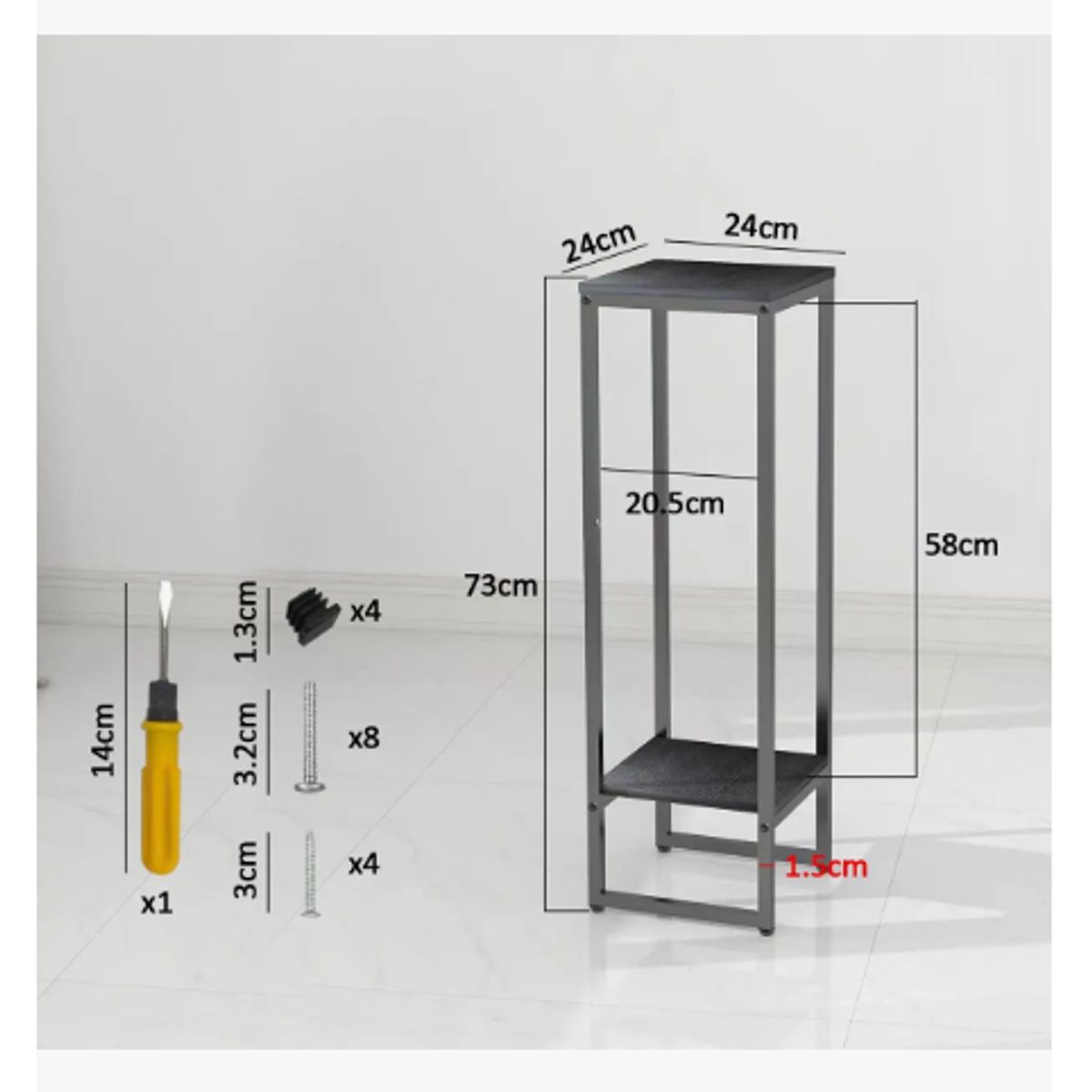 GENERICO - 2 Niveles Macetero Maceta Retirable Con Pedestal 73 Cm Negro