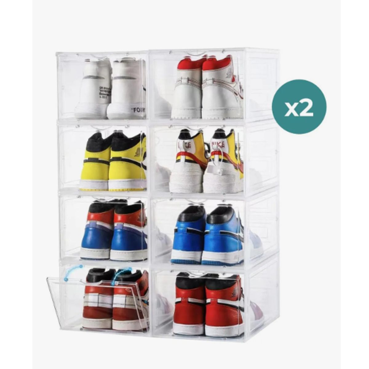 GENERICO - Caja Organizadora De Zapatos Set X2 Apilable Premium Blanco