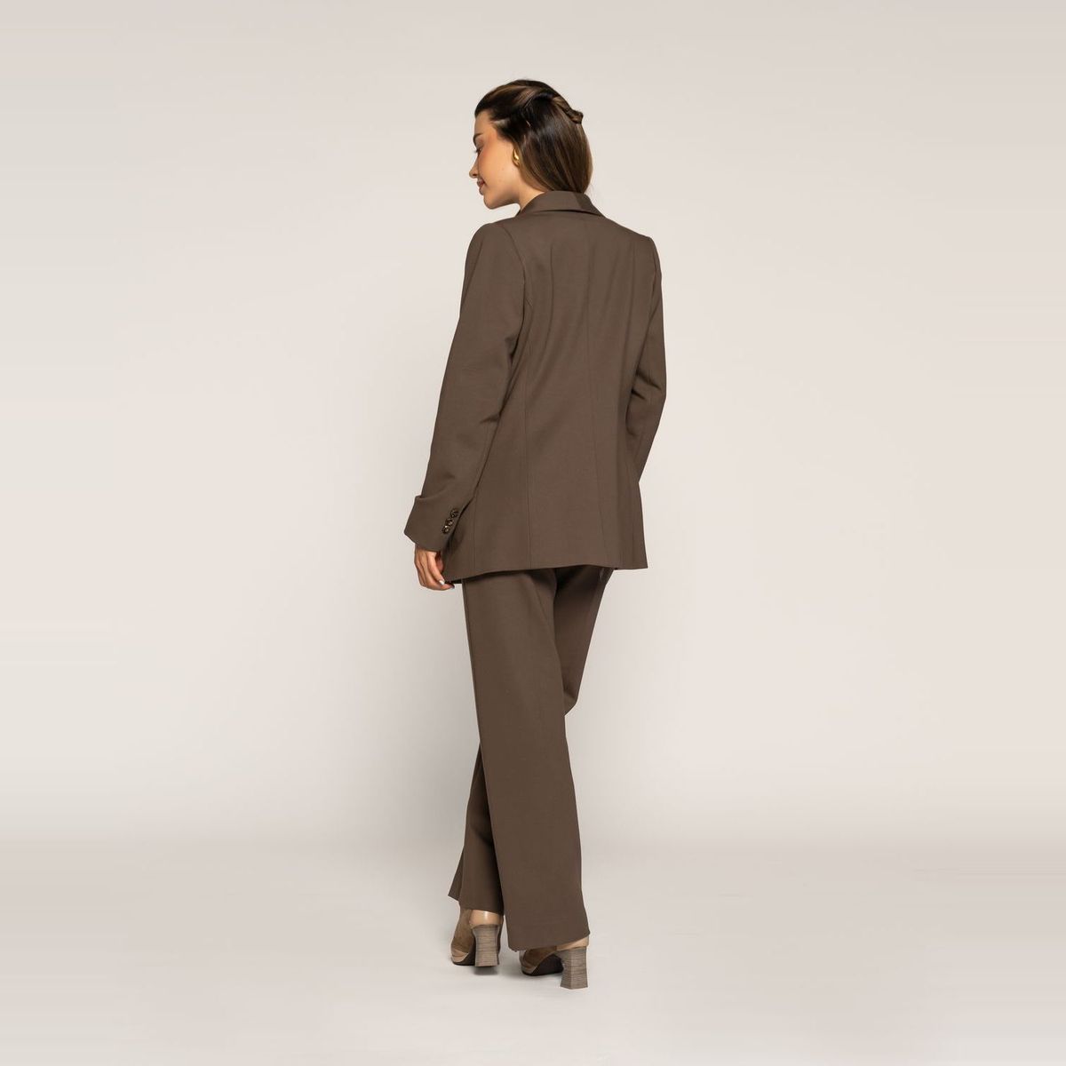 LUDOVICA - Blazer Taupe Cruzado Oversize Con Solapa Ludovica