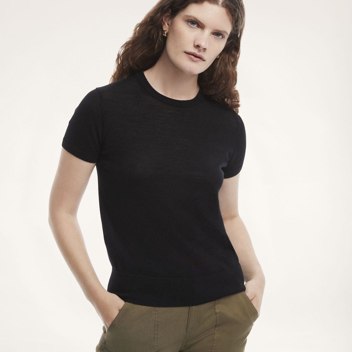 BROOKS BROTHERS - Sweater Mujer Merino Short Sleeve Negro Brooks Brothers