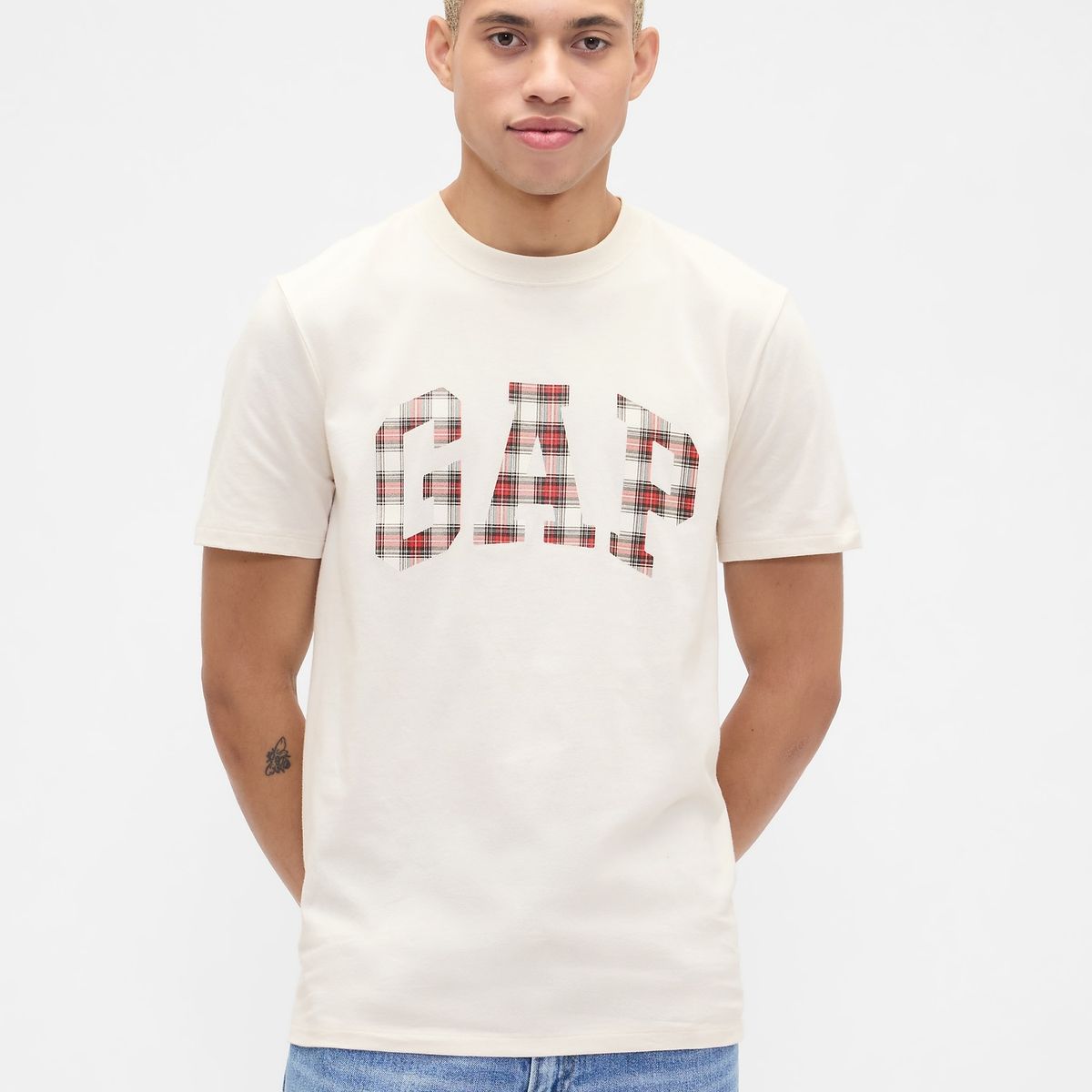 GAP - Polera Hombre Gap Manga Corta Logo Beige