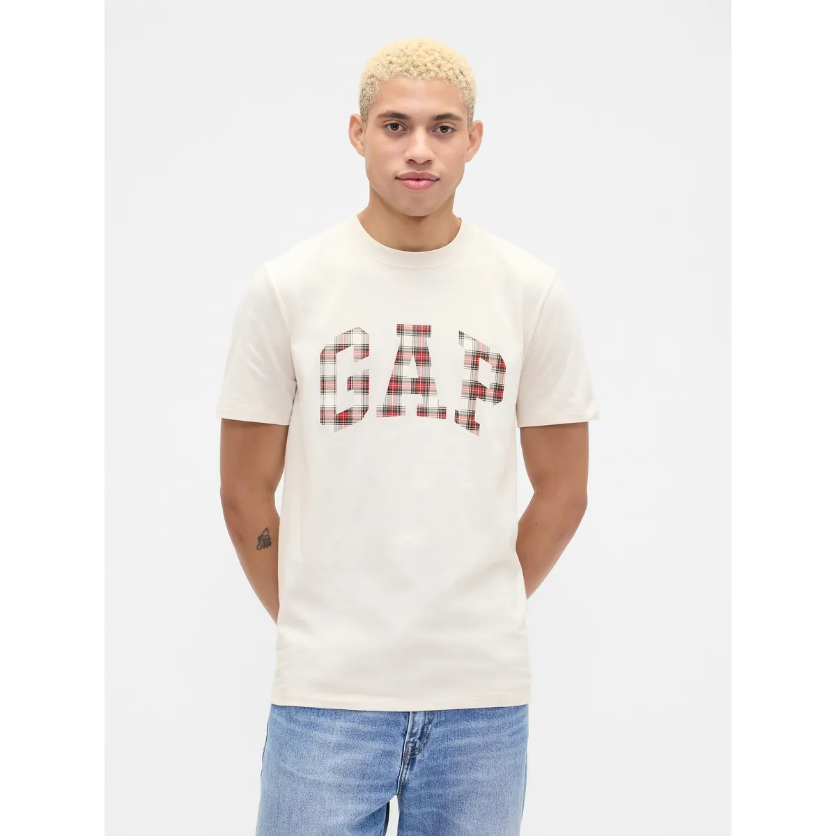 GAP - Polera Hombre Gap Manga Corta Logo Beige