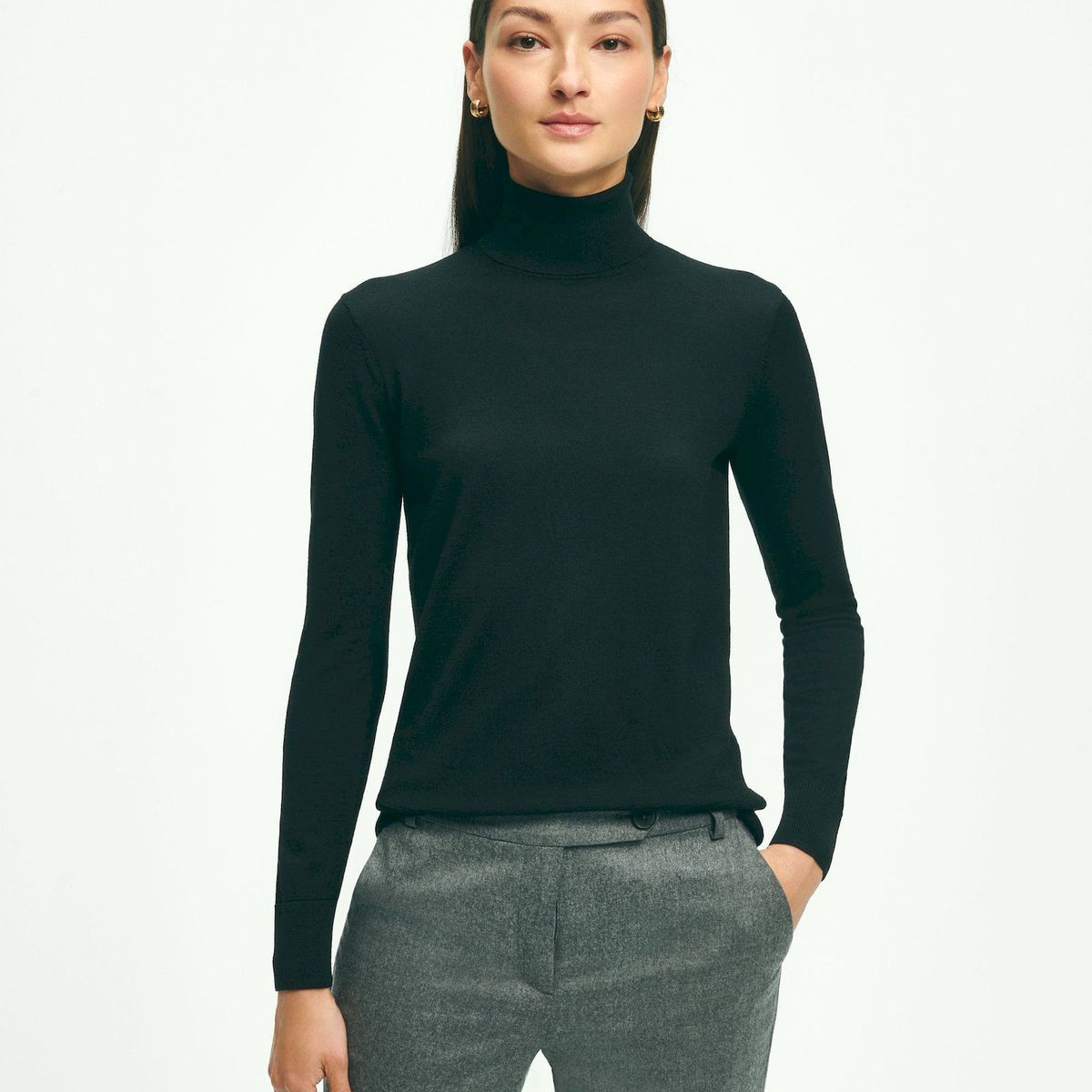 BROOKS BROTHERS - Sweater Mujer Merino Turtleneck Negro Brooks Brothers