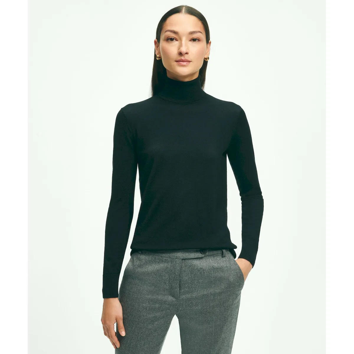 BROOKS BROTHERS - Sweater Mujer Merino Turtleneck Negro Brooks Brothers