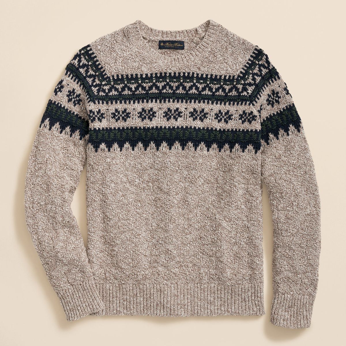 BROOKS BROTHERS - Sweater Hombre Cotton Fair Isle Sweater Beige Brooks Brothers