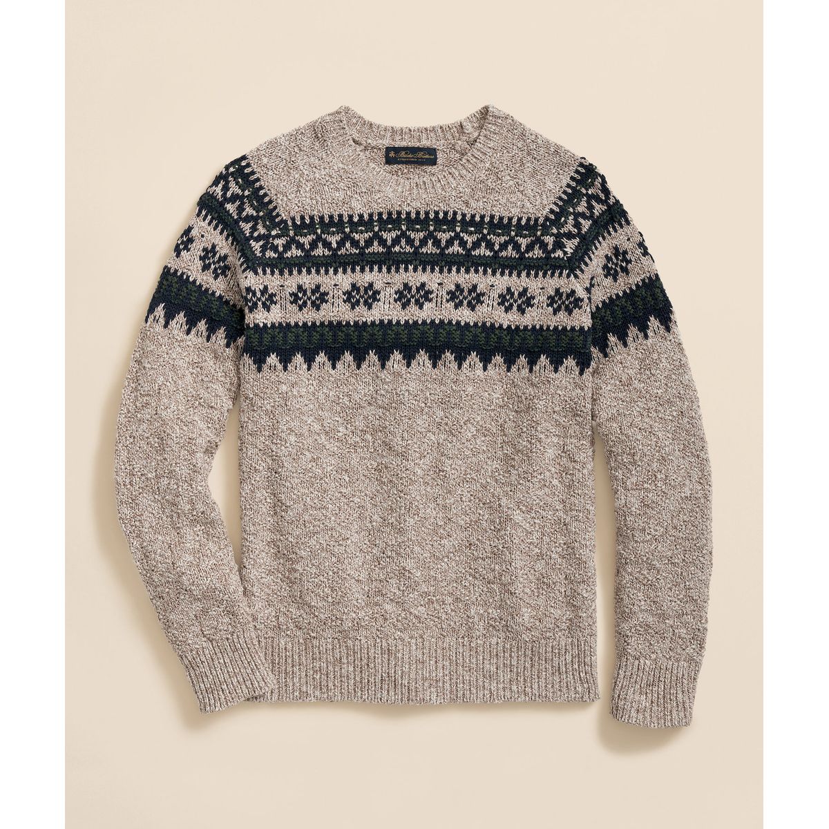 BROOKS BROTHERS - Sweater Hombre Cotton Fair Isle Sweater Beige Brooks Brothers