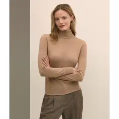 BROOKS BROTHERS - Sweater Mujer Merino Wool Turtleneck Café
