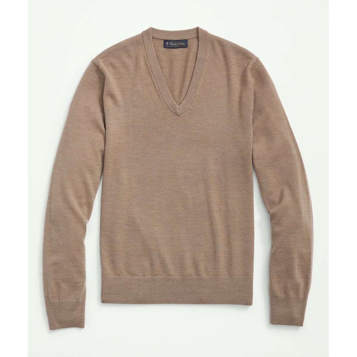 BROOKS BROTHERS - Sweater Hombre Ultimate Merino Wool V-Neck Café Brooks Brothers