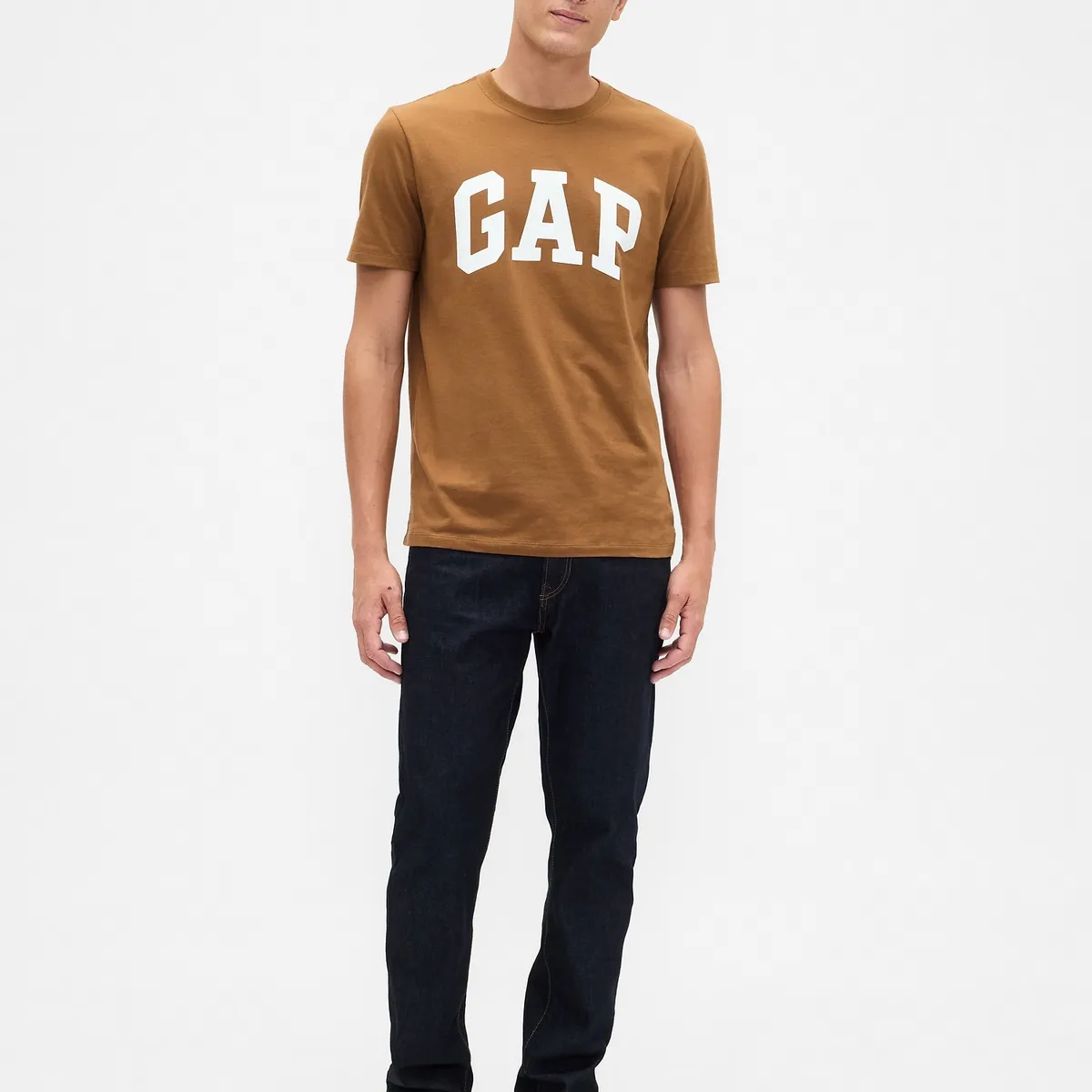 GAP - Polera Hombre Gap Manga Corta Logo Café