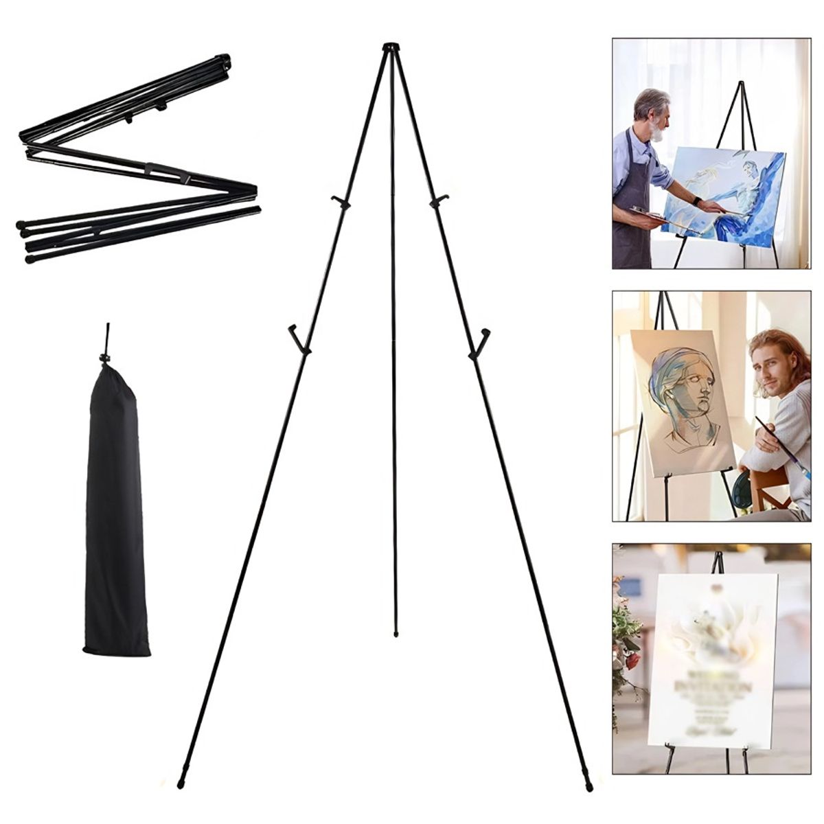 GENERICO - Atril Plegable Metálico Con Soporte Ajustable De Pie 160 Cm