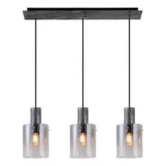 LAMPARASHOME - Lámpara de colgar 3 luces E27 Negro Metal y vidrio 68×15×26cm