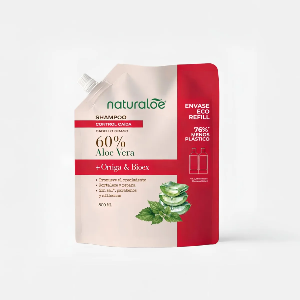 NATURALOE - Refill Shampoo Control Caida Graso 800Ml