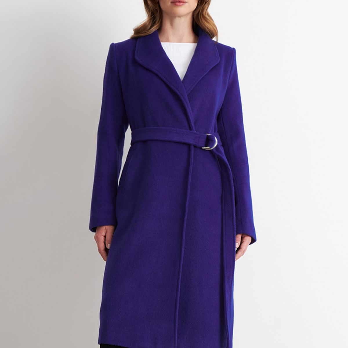 NICOPOLY - Abrigo con Cinturón Hebilla Metálica Azul Rey Nicopoly