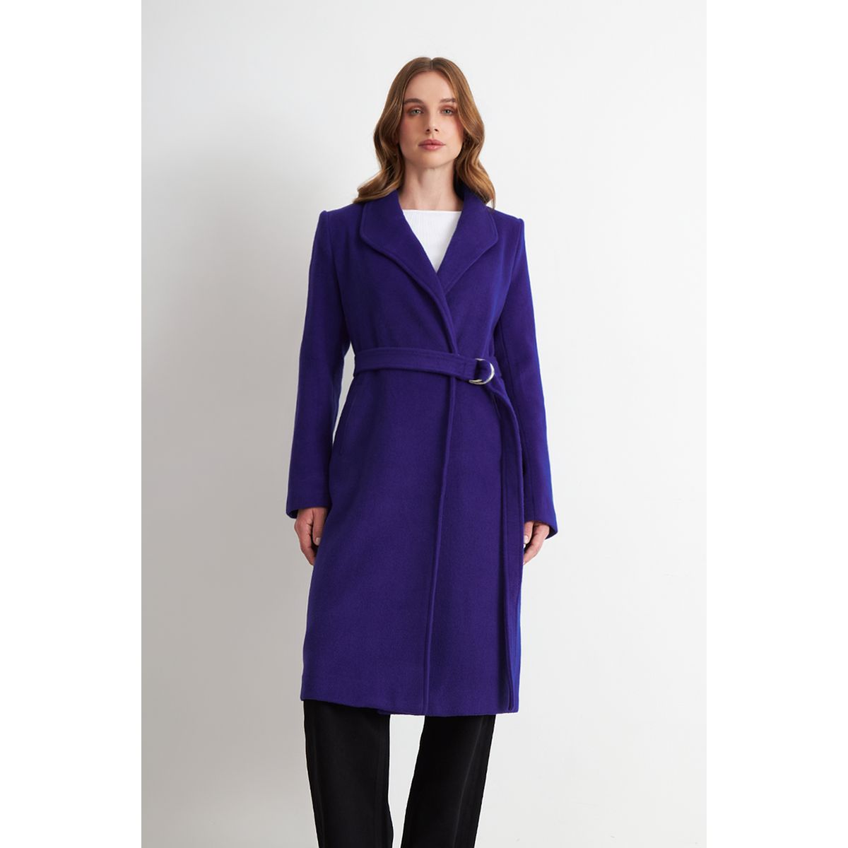 NICOPOLY - Abrigo con Cinturón Hebilla Metálica Azul Rey Nicopoly