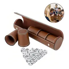 GENERICO - Cachos Cuero 5 Pu Con Dados Juego Familiar De Mesa 2 Color Marrón