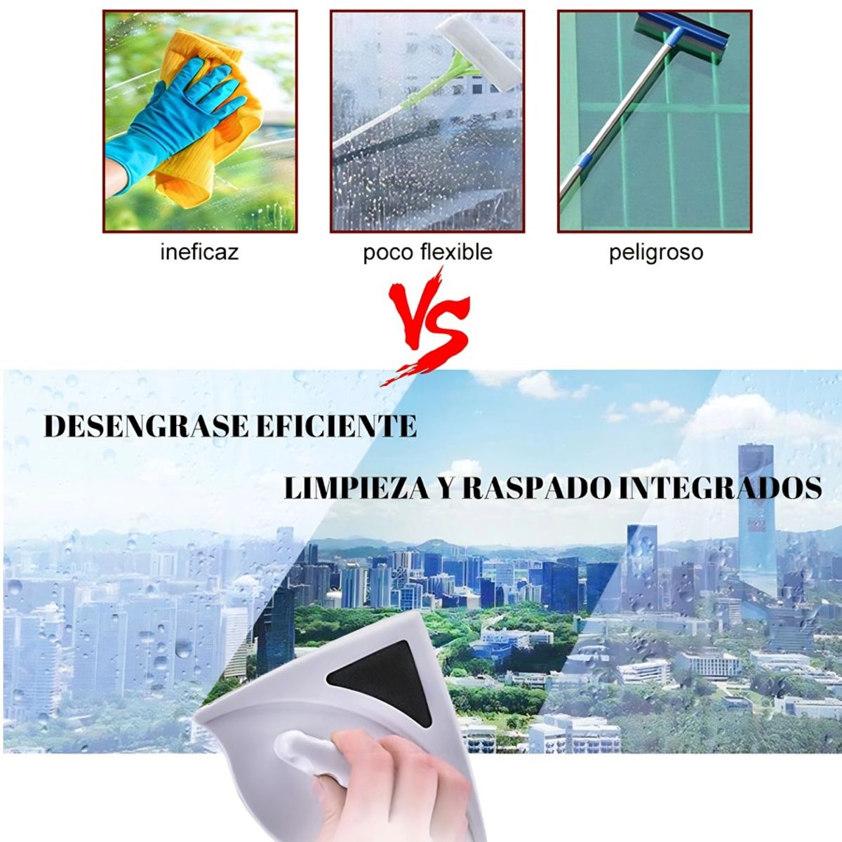 GENERICO - Limpia Vidrios Magnéticos Termopanel 15-24mm ABS Engrosado