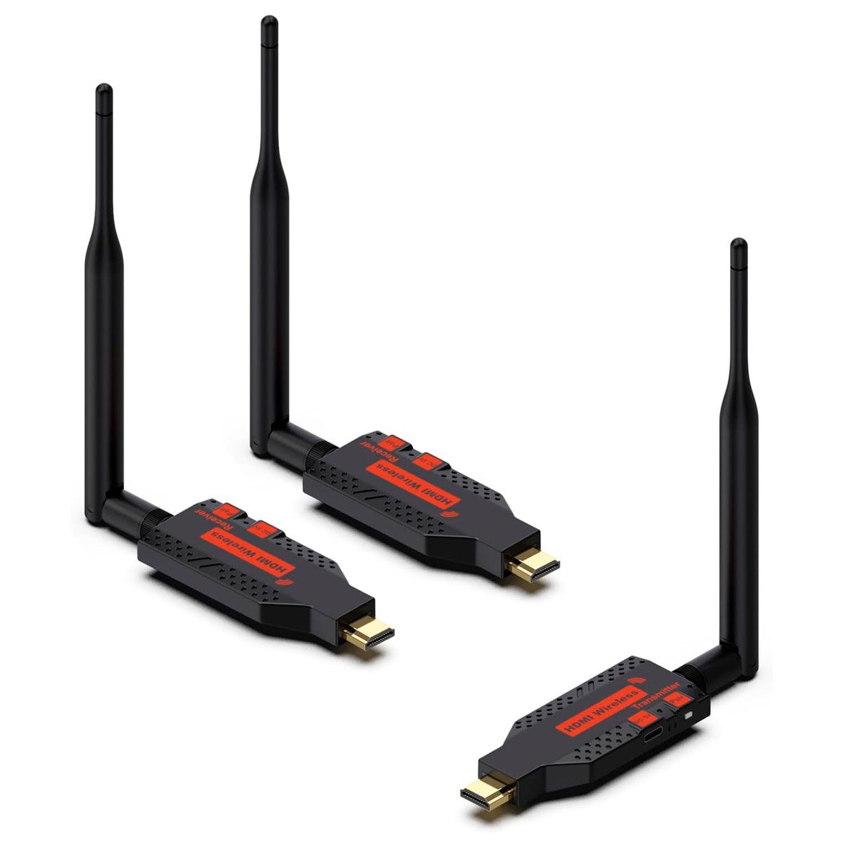 ASIAQUALITY - HDMI Inalámbrico 100m 1080p 60Hz Transmisor + 2 Receptores TV PC Proyector Sin Cables