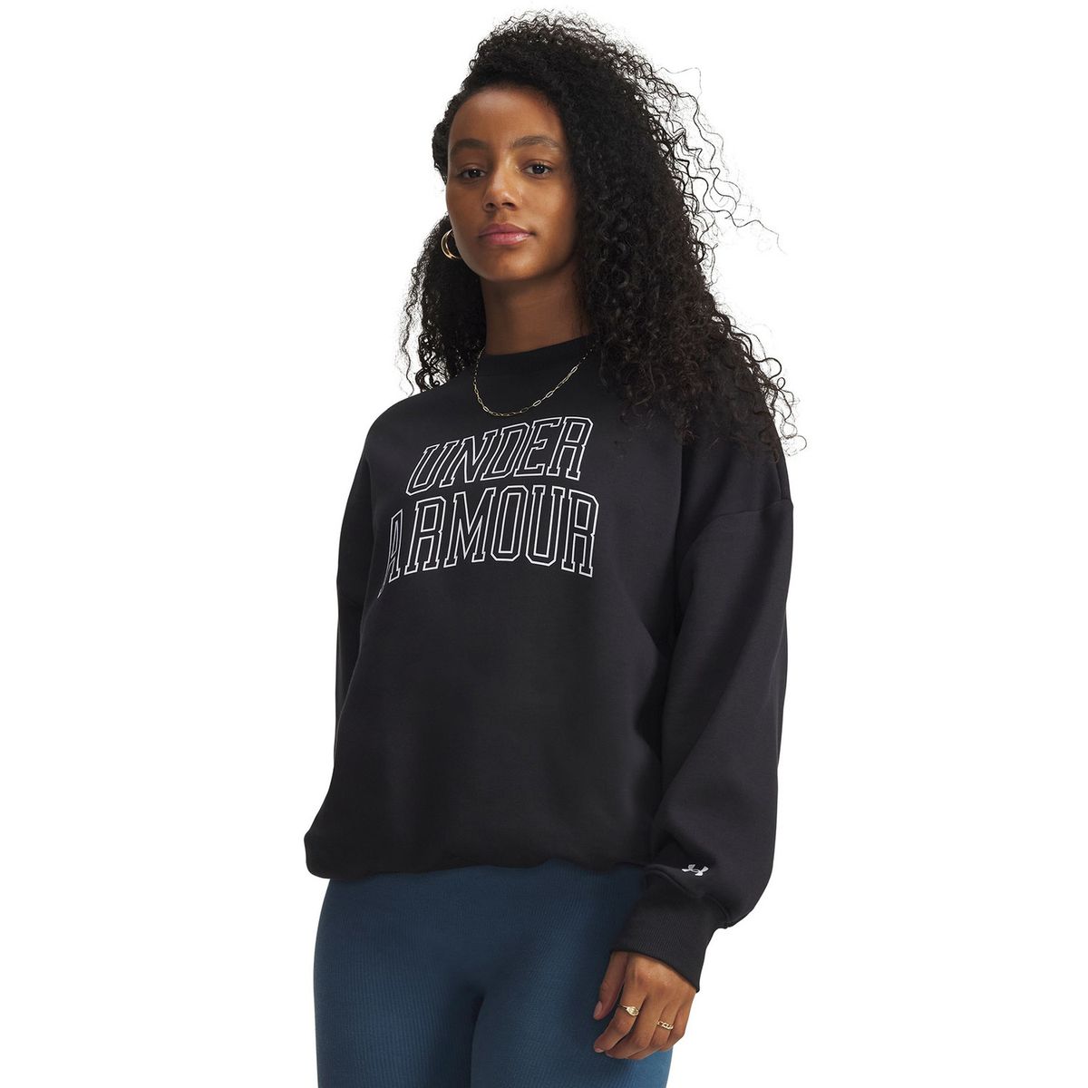 UNDER ARMOUR - Poleron Mujer Rival Fleece Os Var Crew Negro UNDER ARMOUR