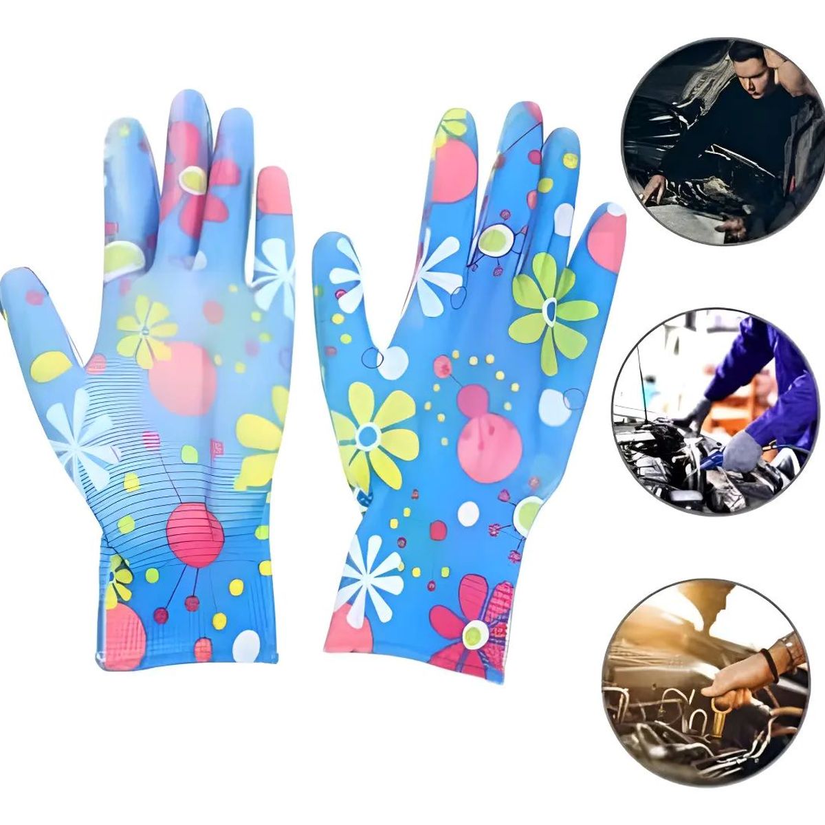 METALFER - Guantes Impresos Guantes Jardineria Azul