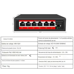 GENERICO - Switch Poe 10/100m 4 Puertos + 2 Puertos Poe Alta Velocidad