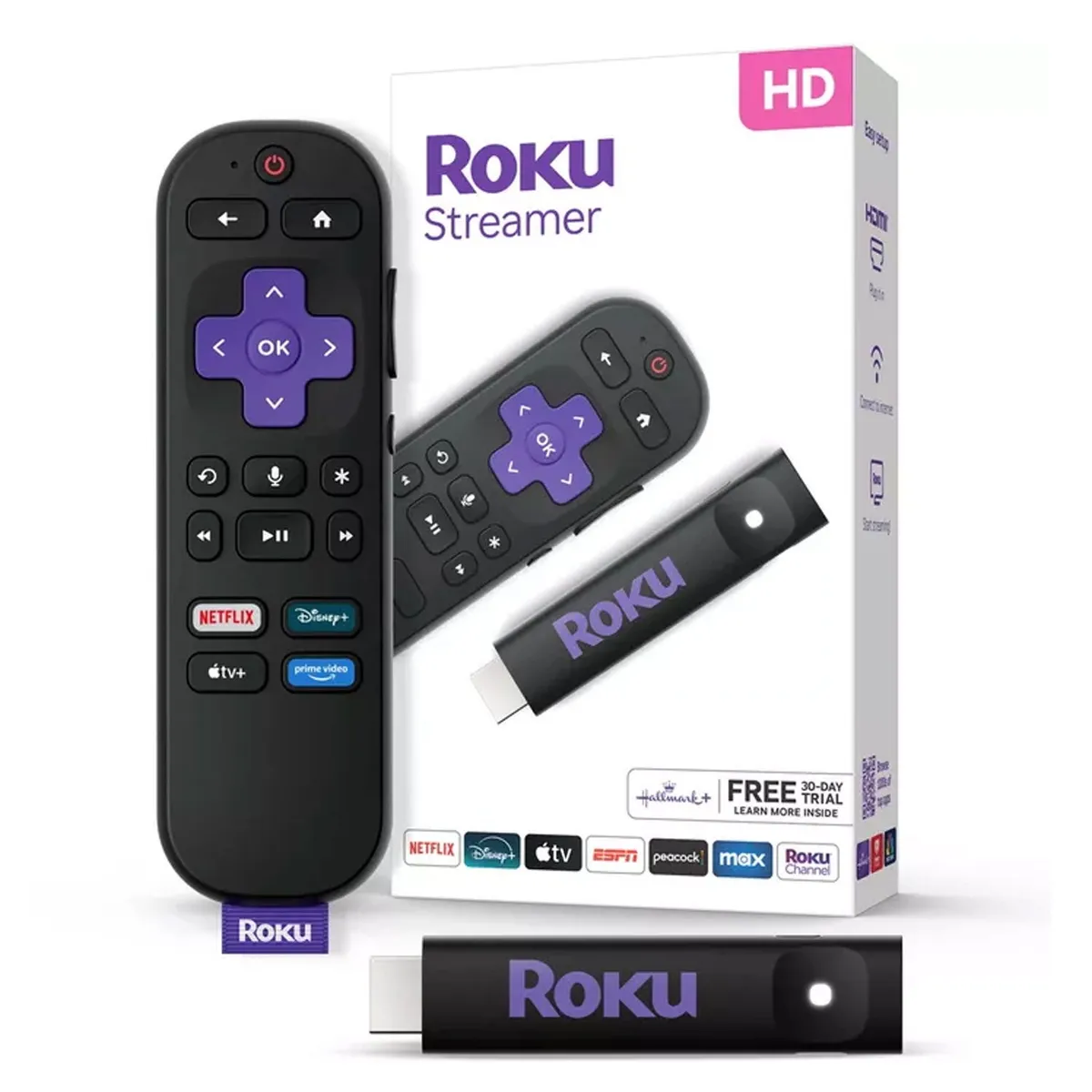 ROKU - Roku Express Streamer HD 2025 1080P Control por Voz Netflix Disney+ HDMI