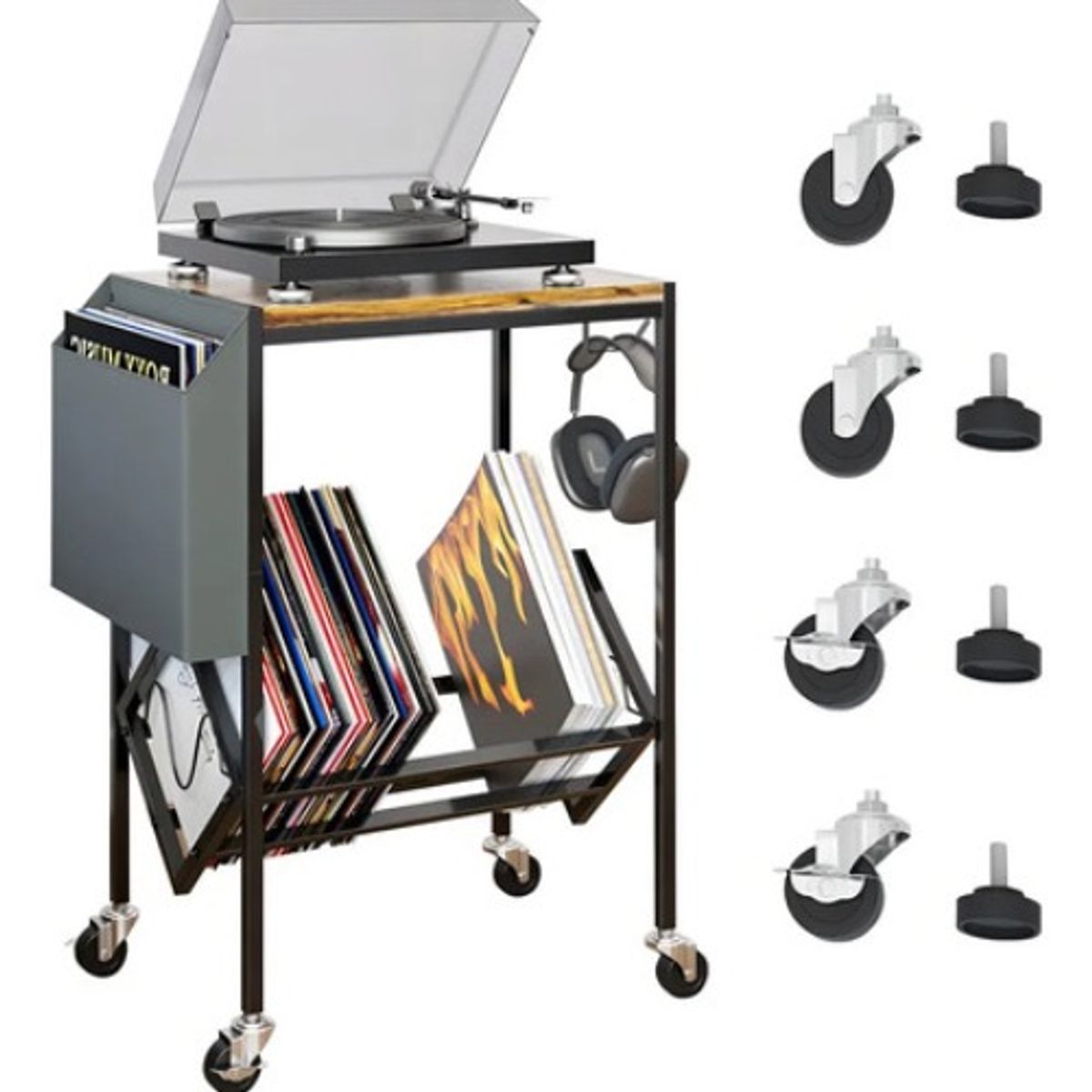 GENERICO - Mesa De Soporte Tocadiscos Y Almacenamiento De Vinilos Marron - 262666