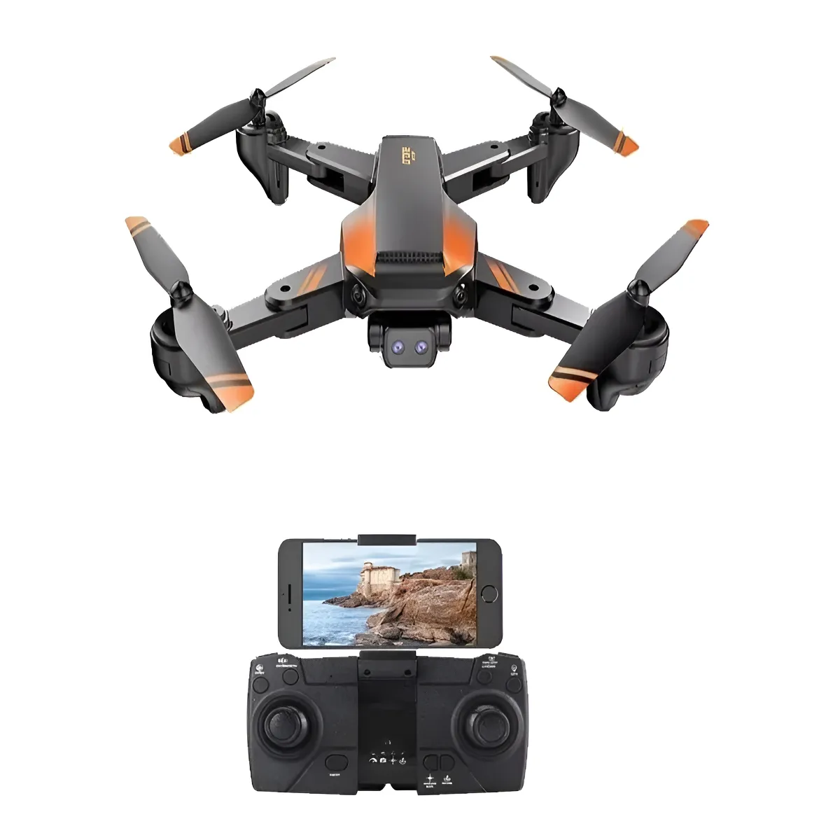 GENERICO - Drone Plegable BETESNH LH-X68 Naranja Cámara 4K FPV Wi-Fi 2.4GHz 10 Min Vuelo