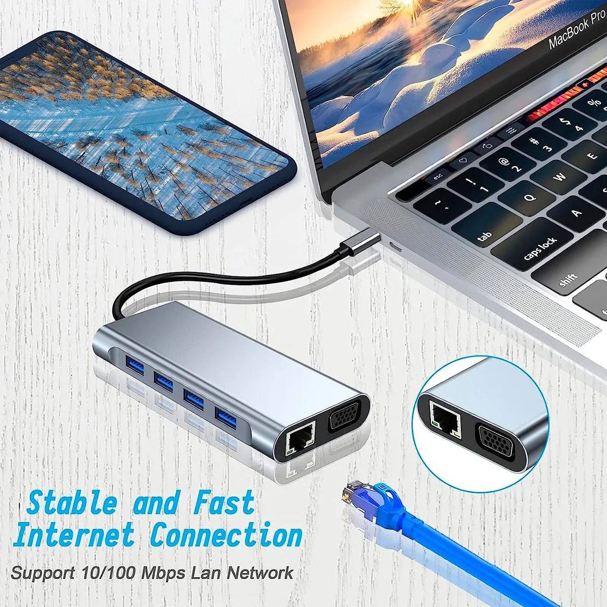 ASIAQUALITY - Hub Adaptador 11 En 1 4K Usb-c Multipuertos Byl-2110