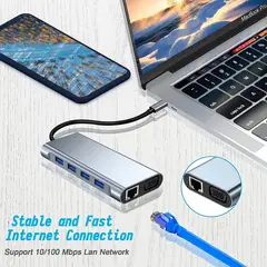 ASIAQUALITY - Hub Adaptador 11 En 1 4K Usb-c Multipuertos Byl-2110