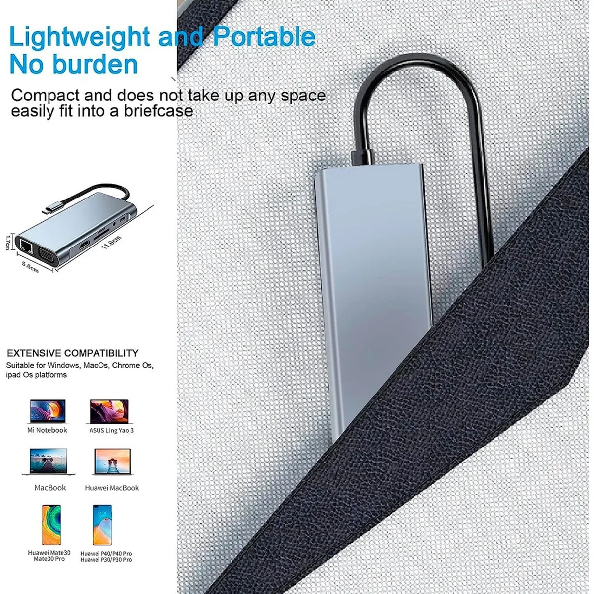 ASIAQUALITY - Hub Adaptador 11 En 1 4K Usb-c Multipuertos Byl-2110